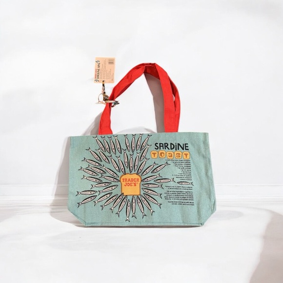 Trader Joe’s Cotton Canvas Sardines Shopping Bag Tote NWT - Picture 2 of 3